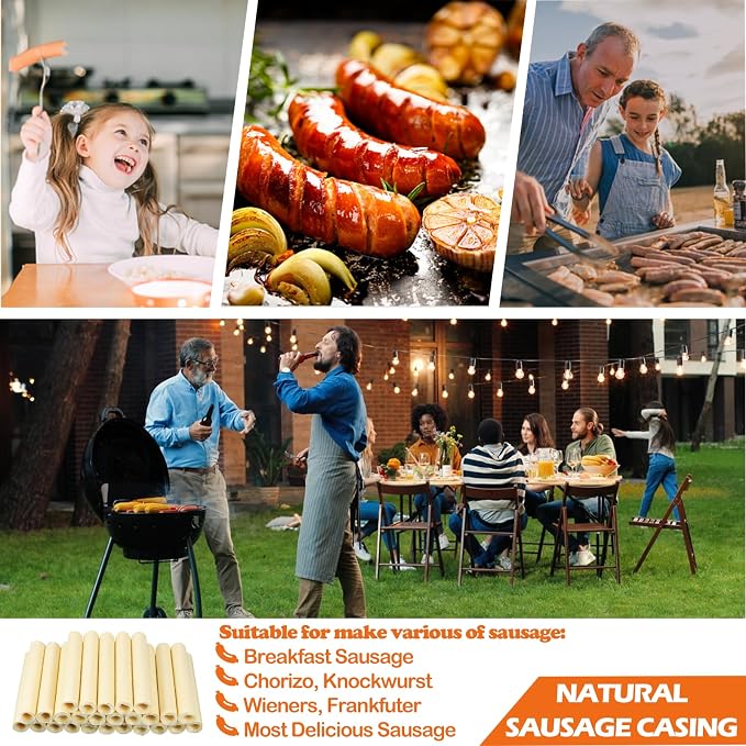 HAIKISS Edible Drying Sausage Casing, HALAL Collagen Sausage Casings for Most Delicious Sausage, Homemade Sausages Ham for Sausage Stuffer,15m/49ft, Diameter 32mm,1 Roll