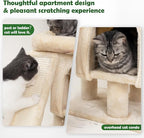 Meowoou Palm Cat Tree Tower for Indoor Cats with Cozy Cat Condo, 33'' Natural Sisal Scratching Posts and Plush Pom-pom for Small Kitty