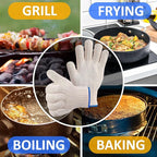 2 Pairs Oven Glove Set – 9.5" Aramid Fibre Cooking Gloves Heat Resistant, Non-Slip BBQ Hand Protector for Baking, Frying & Smoker – Reusable Grill Gloves Heat Proof for Men for Safe Cooking & Grilling