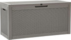 YITAHOME 60 Gallon Resin Deck Box, Weather Resistant Outdoor Rattan Storage Box, Lockable Indoor Outdoor Storage for Supplies and Essentials, Taupe