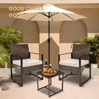 YIYAN Patio Furniture Set 3 Pieces Outdoor Rattan Chair Wicker Sofa Garden Conversation Bistro Sets with Coffee Table,Comfortable Washable Cushions (White)