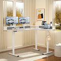 L Shape Standing Desk, 67 * 48 Inches Adjustable Height Standing Desk with 4 Drawers, Corner Electric Standing Desk with Monitor Stand for Home Office, Snow White