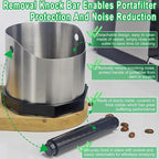 Stainless Steel Espresso Knock Box, Easy & Mess-Free Disposal of Coffee & Espresso Grounds, Coffee Knock Box with Removable Knock Bar & Non-Slip Base, Dishwasher Safe Espresso Puck Knock Box for Home