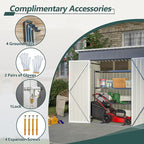 6x4 FT Shed Outdoor Storage Metal Large Garden Tool Sheds with Lockable Doors Floor Frame Shed-Roof Waterproof Steel Utility Equipment Sheds for Backyard Patio Lawn Poolside, Grey