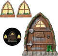 Resin Fairy Door and Window for Trees,Glow in The Dark,Miniature Fairy Garden Accessories,Garden Outdoor Decor for Trees,Gnomes House，Elf House