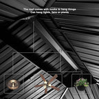 PURPLE LEAF 12' X 24' Outdoor Large Gazebo with Galvanized Steel and Light for Lawn and Garden Permanent Hardtop Gazebo Grey