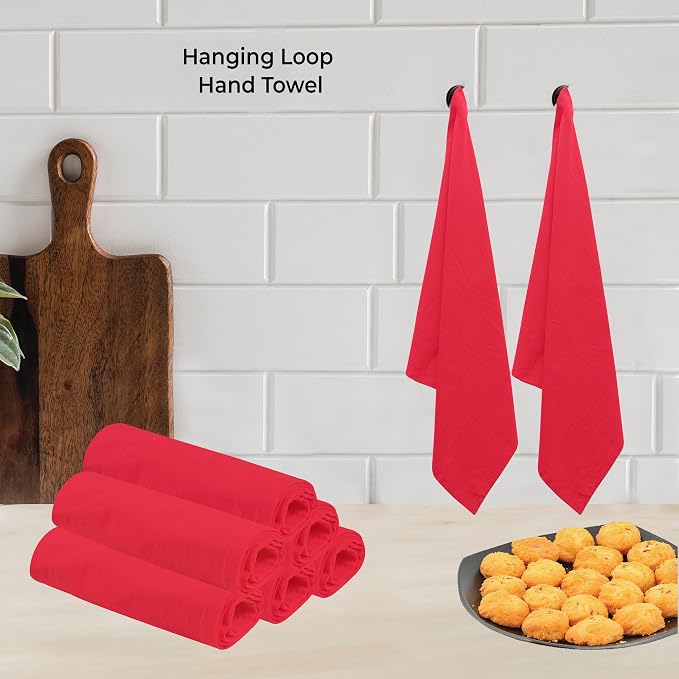 Urban Villa Kitchen Towels Cotton Dish Towels 27”x27” (Set of 8) Red
