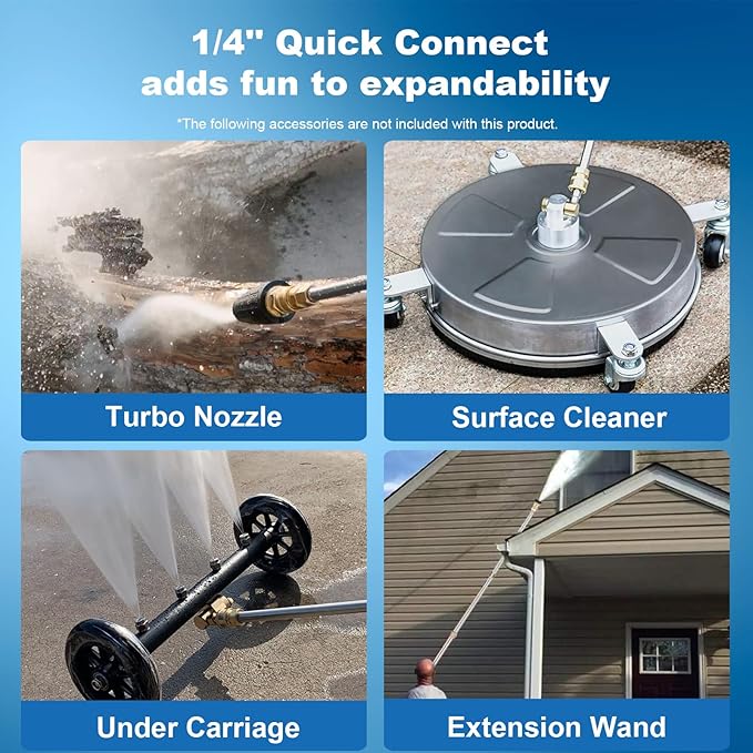 5000PSI Pressure Cleaner Power Cleaner with 33FT Hose, 4 Nozzle and 500ML Foam Cannon, Cleaner Machine for Home, Car Washing, Fence Cleaning, Patio