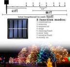 Dazzle Bright 2 Pack Total 400LED 132FT Red Christmas Solar String Outdoor Lights, Solar Powered with 8 Modes Waterproof Fairy Lights for Bedroom Patio Garden Tree Party Yard Decoration