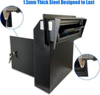 Through-the-Door Mailbox with Rear Access Door & Rain Cover | Galvanized Steel Mail Drop Box for Letters, Documents & Key Collection, Secure Outdoor Mail Storage