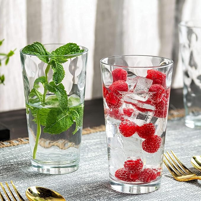 Melrose 24-Piece Family Drinking Glasses Set - Everyday Drinking Glassware Set with Highball Cooler, DOF, Juice Glasses and Shot Glasses - 6 Each Free Replacement for Damaged Glasses During Shipping