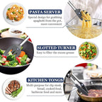 TeamFar Kitchen Utensils, 8PCS Silicone Utensils Kitchen Tools Set with Stainless Steel Handle, for Nonstick Cookware Frying Flipping Draining, Healthy & Anti-heat, Nonstick & Dishwasher Safe - Gray