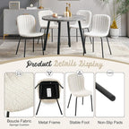 5-Pieces 37.4" Round Dining Table Set for 4,Mid Century Modern Small Coffee Table, Engineered Wood Table and Chairs Set of 4 for Kitchen, Dining Room, Office(1 Table + 4 White Boucle Chairs)