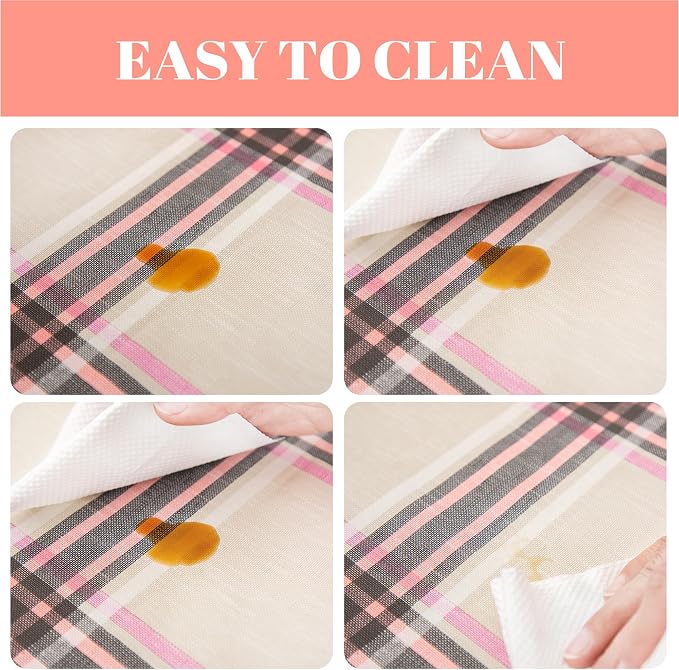 FIFTY FEET 70 * 52 Inch Rectangle Tablecloth, Vinyl Tablecloth with Flannel Backing for Rectangle Tables Waterproof, Spill Proof Plastic Picnic Table Cover for Dining/Camping/Indoor/Outdoor(Plaid-D)