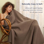 PHF Ultra Soft Waffle Weave Blanket Twin Size 66"x 90"- Washed Lightweight Breathable Cozy Woven Blanket for Bed - Aesthetic Decor for Couch Bedding Sofa Home Car - Cocoa Brown