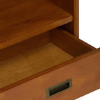 SIMPLIHOME Draper SOLID HARDWOOD 22 Inch Mid Century Modern Bookcase and Storage Unit in Teak Brown, For the Living Room, Study Room and Office
