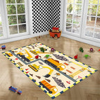 Construction Play Mat Car Rug Play Mat Construction Rugs for Boys Room Car Rug for Boys Room Construction Decor for Boys Room Playroom Rug for Livingroom 3'×4'