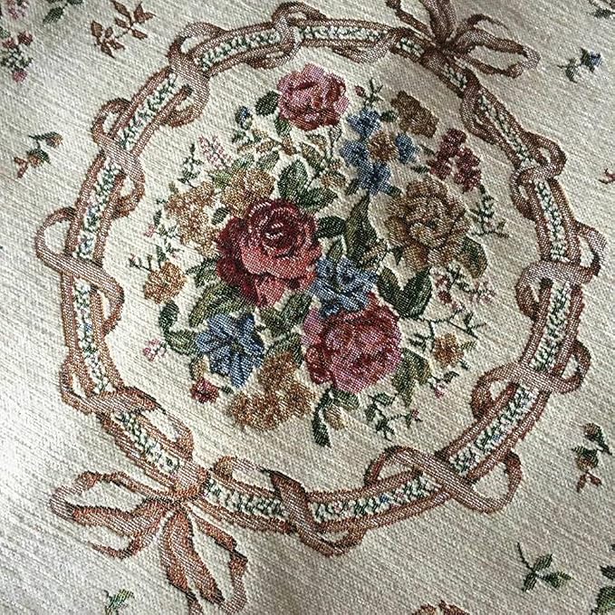 Non-Shedding Living Room Bedroom Accent Rug Rustic Floral Cotton Area Rugs Carpet, 5′3″ × 7′6″, Euro Romance