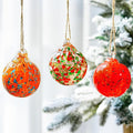 Set of 3 Blown Glass Gazing Balls Ornaments Hanging Glass Ornament Balls Decor for Garden Patio