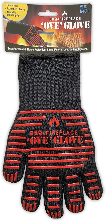 Ove Glove BBQ Superior Heat & Flame Protection- Extended Wrist for Additional Safety- Outdoor Cooking, Grilling, Barbeque