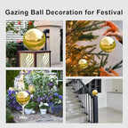 Nerien Gazing Ball, Stainless Steel Garden Mirror Globe, Polished Ornament Sphere, Hollow Floating Reflective Hemisphere, for Home Outdoor Pond Housewarming Swimming Pool Decoration, Gold, 8Pcs