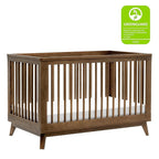 Babyletto Scoot 3-in-1 Convertible Crib with Toddler Bed Conversion Kit in Natural Walnut, Greenguard Gold Certified