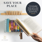 Floating Wall Bookshelf - Wall Mounted Book Organizer with Included Bookmarks - Hardwood Hanging Bookshelf for Bedroom, Living Room, or Kitchen - A Thoughtful Gift for Book Lovers (Natural)