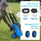 Pressure Washer, Power Washer with 4 Quick Connect Nozzles, High Pressure Cleaning Machine with Foam Cannon for Cars/Fences/Driveways/Patios/Home Cleaning, Blue