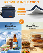 HOTOR Insulated Lunch Box Men Women Leak-Proof Cooler Lunch Bag 15L | 4 Pockets, Adjustable Strap, Ideal for Work, Picnic, Travel, Camping, Gift