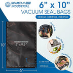 Spartan Industrial 6" X 10" Vacuum Sealer Bags - 500 Count BPA-Free Food Storage Bags for Marinating, Freezing, Sous Vide Cooking