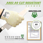 Schwer SlicePro ANSI A9 Cut Resistant Gloves, Food Grade Cutting Gloves for Kitchen Food Prep, Mandoline Gloves for Meat Cutting, Oyster Shucking, Fish Fillet Processing, PR1501, 10 Pairs, XL