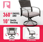 Pamapic 7 Piece Outdoor Dining Set, Rattan Outdoor Patio Furniture Set for Backyard with Iron Outdoor Dining Table, 4 Swivel Deck Chairs, 2 Wicker Chairs and Removable Cushions (Gray)