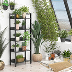 Furologee 5-Tier Bookshelf, Tall Bookcase with 2 Storage Drawers, Industrial Display Standing Shelf Units, Wood and Metal Storage Shelf for Living Room, Bedroom, Home Office, Black Oak