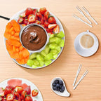 Dpofirs Chocolate Fondue Pot Set Electric Melting Machine, 3 Sections Tray, Cheese Warmer for Couple Family & Date Night Idea House Warming Holidays Essentials (US)
