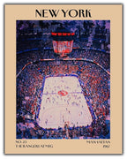 Retro Vintage New York Wall Art Print - 11x14 Unframed Poster - New York City Souvenirs, Cute Trendy Colorful Wall Decor (The Rangers at MSG, 11x14")