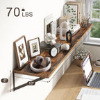 Floating Shelves 55 Inch Long, 10" Deep Floating Shelves, Wall Shelves 55 x 10, Set of 2, Wide Large Display Storage Shelves for Bathroom, Living Room, Rustic Wood Shelves with Brackets, Rustic Brown
