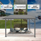 8x8FT Lean to Gazebo, Outdoor Hardtop Wall Mounted Gazebo with Gutter & Sloping Galvanized Steel Roof, Metal Hard Top Awnings for Deck, Porch, Backyard