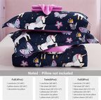 Mooreeke Kids Comforter Bed Set Twin Size for Girls, 6 Pieces Bed in a Bag with Shams, Sheet Set, Purple Pink Unicorn Twin Soft Microfiber Kids Comforter Bedding Set