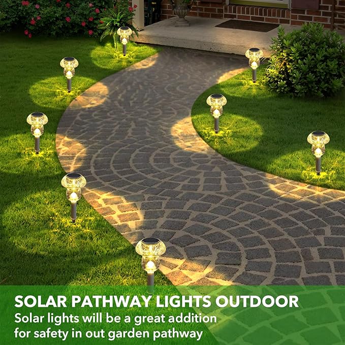 Solar Lights Outdoor, 16 Pack Mushroom Lights Outside Waterproof, Solar Powered LED Lighting for Garden, Yard, Landscape, Path, Pathway, Lawn, Walkway, Driveway, Backyard Decor (Warm White)