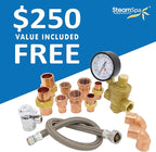 SteamSpa Executive 4.5 KW QuickStart ACU-Steam Bath Generator Package with Built-in Auto Drain and Install Kit in Polished Gold,Steam Generator Kit with Dual Control Panel Steamhead 240V EXT450GD-A