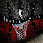 Axolotl Basketball Bedding Set for Boys Kids Teens,Soft Microfiber Black and Red Sports Theme Basketball Bedding Sets Queen Size with 1 Comforter and 2 Pillowcases All Season