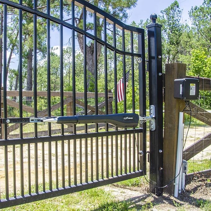 Mighty Mule MM571W-EST Heavy Duty Automatic Package Swing, Smart Bridge, Driveway Sensor, and More, Single Gate Opener, Estate, Black