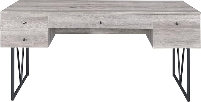 Coaster Home Furnishings Analiese Rustic 63-Inch 4-Drawer Home Office Computer Writing Desk Study Table with Storage Engineered Eco-Friendly Wood Look Laminate Sturdy Steel Grey Driftwood 801999