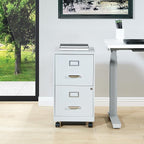 OSP Home Furnishings 2 Drawer Mobile Locking Metal File Cabinet, Grey