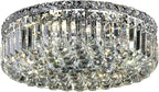 6-Lights Crystal Flush Mount Chandelier Light Fixture with K9 Crystals Modern Ceiling Lights Elegant Pendant Lamp for Bedroom,Hallway,Bar,Living Room,Dining Room,H5.9 xW20 (Bulbs Not Included)