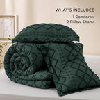 Bedsure California King Comforter Set - Forest Green Comforter, Boho Tufted Shabby Chic Bedding Comforter Set, 3 Pieces Farmhouse Bed Set for All Seasons, Fluffy Bedding Set with 2 Pillow Shams