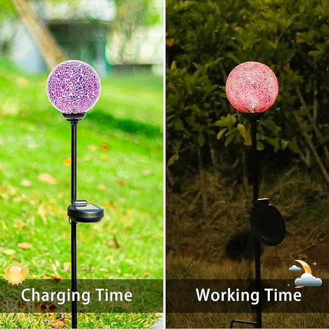 VCUTEKA Solar Garden Lights - Mosaic Solar Lights Outdoor Decor Pathway Light Waterpoof LED Stake Light for Landscape Lawn Patio Yard Decoration 1 Pack
