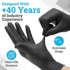 Hand-E Touch Nitrile Black Disposable Gloves X-Large, 50 Count - BBQ, Tattoo, Hair Dye, Cooking, Mechanic Gloves - Powder and Latex Free