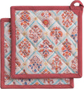 Maison d' Hermine Pot Holders 100% Cotton Potholders (8" x 8", Pack of 2) | Heat Resistant Hot Pads with Loop BBQ Cooking Baking Hotel Kitchen Handling Hot Pans Thanksgiving Christmas - Romane