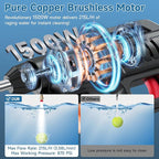 Cordless Pressure Washer Gun, 1500W Portable Battery Power Washer, 60Bar/870 PSI Electric Pressure Washer Handheld High Pressure washers with Nozzles, 2 Battery, 5m Hose Cordless Jet Washers